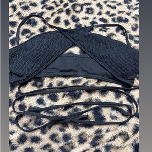 Black Textured Bikini Top